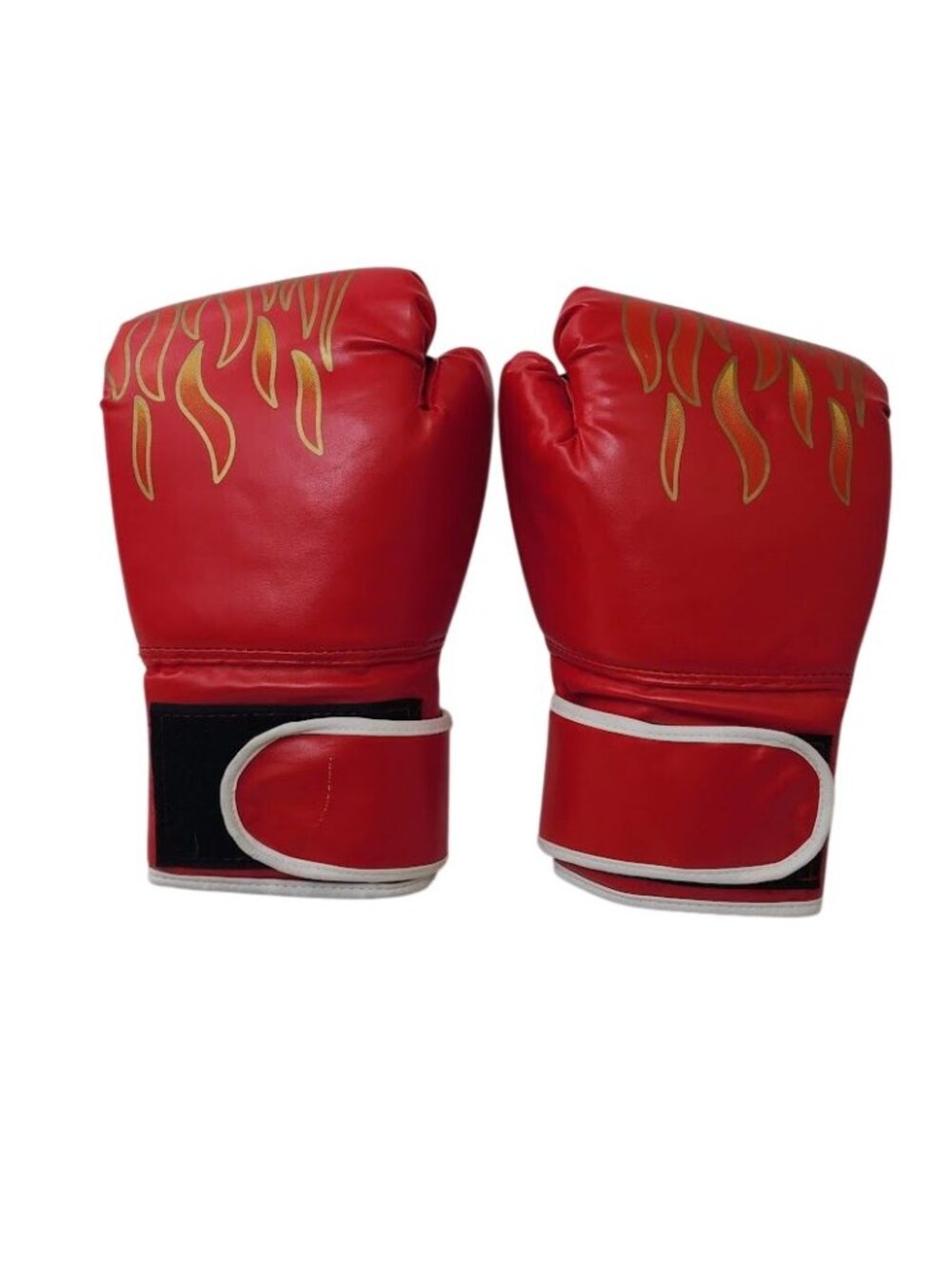 Kids Boxing Gloves Red Gold Flame Youth Training Sparring Pair